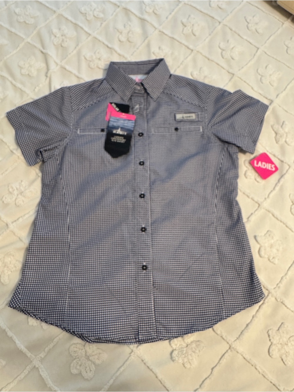 Habit Outdoors Peacoat Check Button-Down Shirt - Navy & White Gingham - Picture 2 of 6